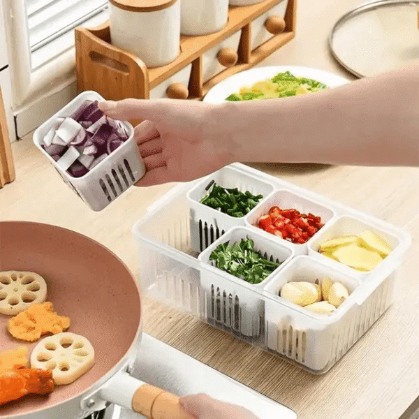 6 Grids Refrigerator Storage Box – স্মার্ট ফ্রিজ অর্গানাইজার - Image 2
