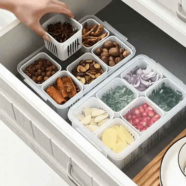 6 Grids Refrigerator Storage Box – স্মার্ট ফ্রিজ অর্গানাইজার - Image 3
