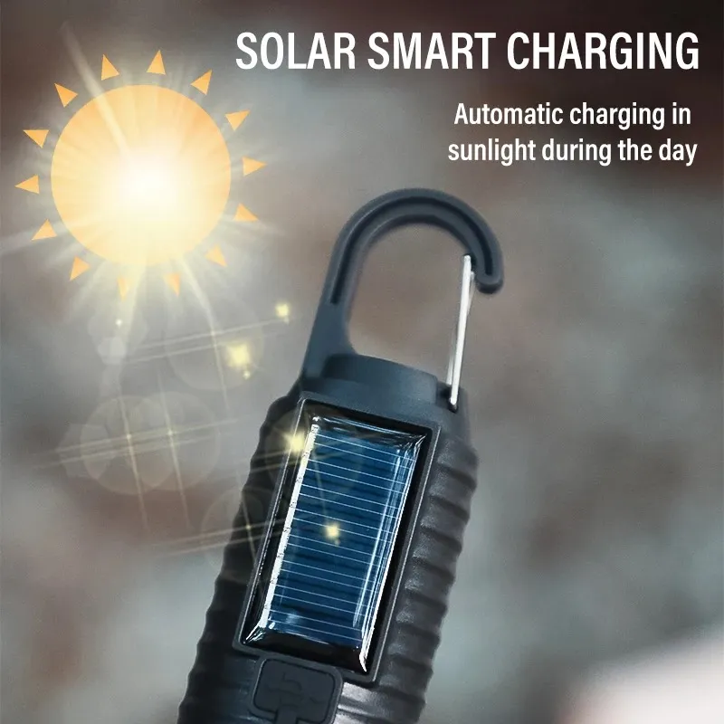 2Pcs Solar Rechargeable Hanging LED Light – ডুয়াল চার্জিং ইমার্জেন্সি লাইট - Image 3