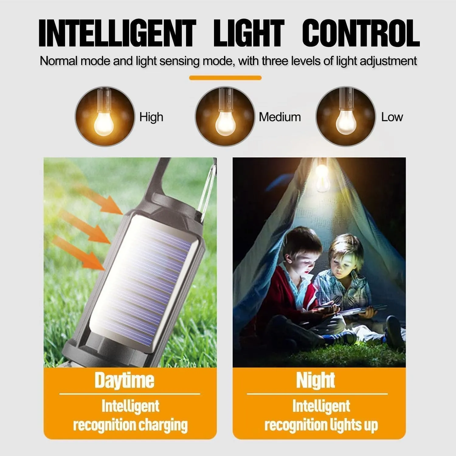 2Pcs Solar Rechargeable Hanging LED Light – ডুয়াল চার্জিং ইমার্জেন্সি লাইট - Image 5