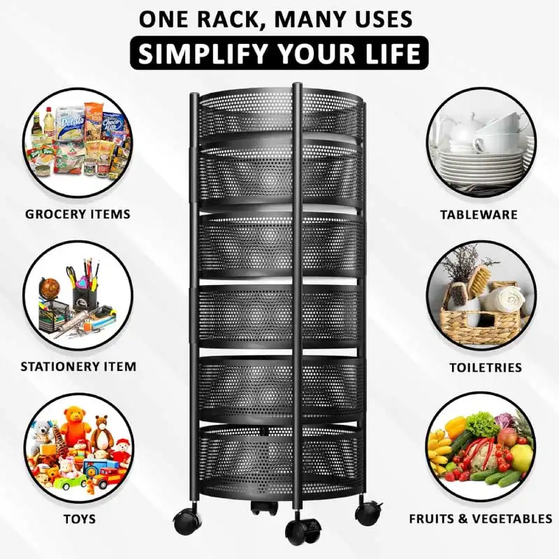 6 Layer Rotating Kitchen Rack – ৬ তাকের ঘূর্ণায়মান কিচেন র্যাক