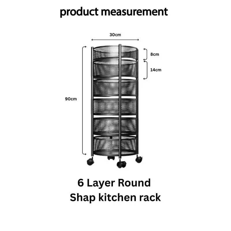 6 Layer Rotating Kitchen Rack – ৬ তাকের ঘূর্ণায়মান কিচেন র্যাক