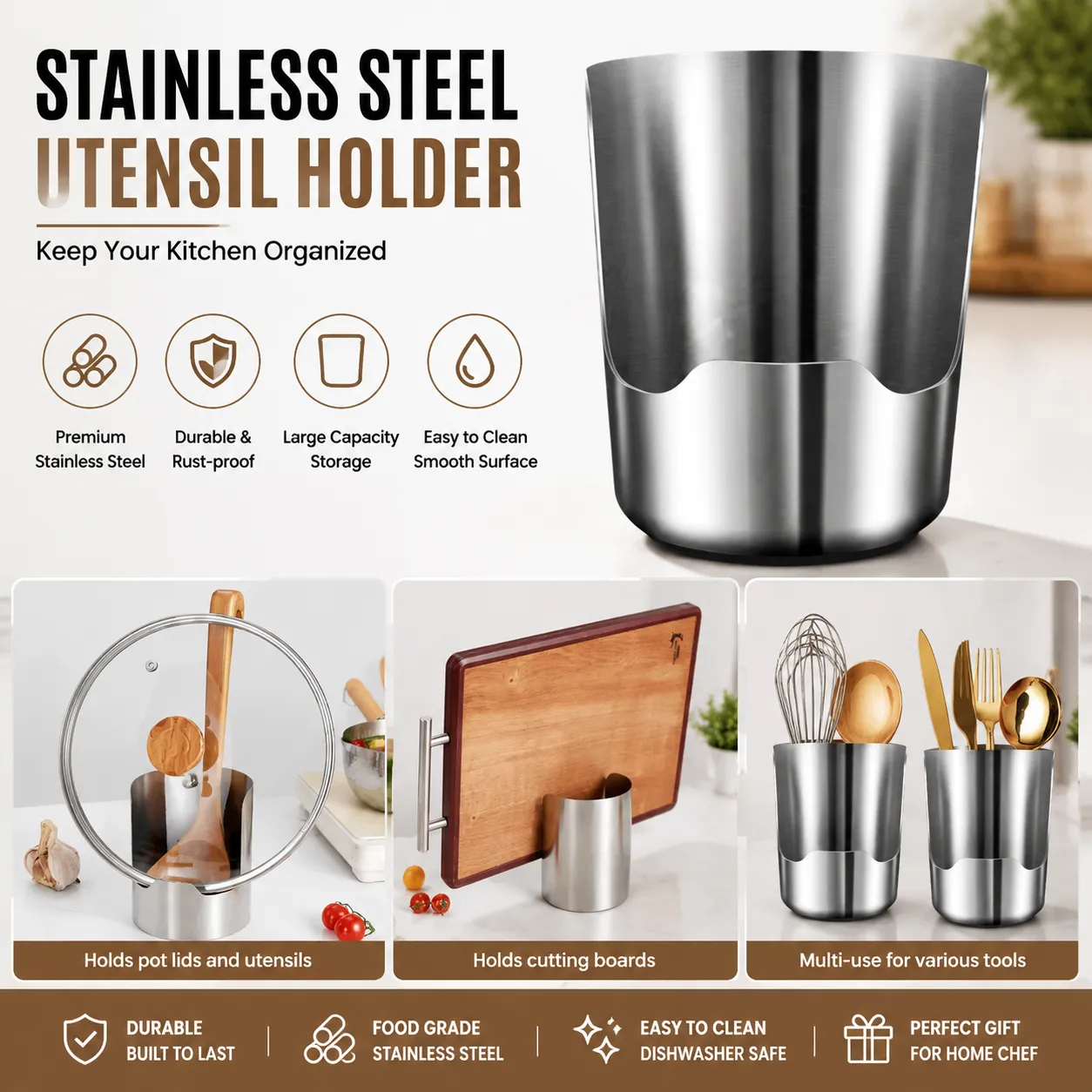 Stainless Steel Utensil Holder