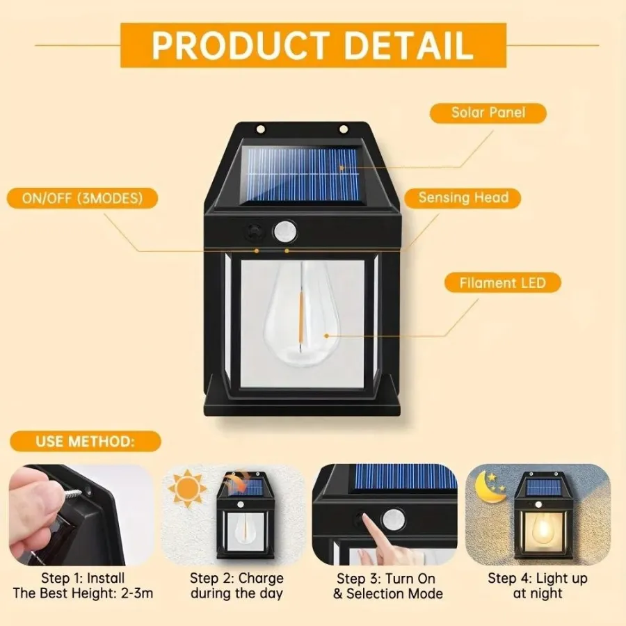 Solar Interaction Wall Lamp – মোশন সেন্সর সোলার লাইট