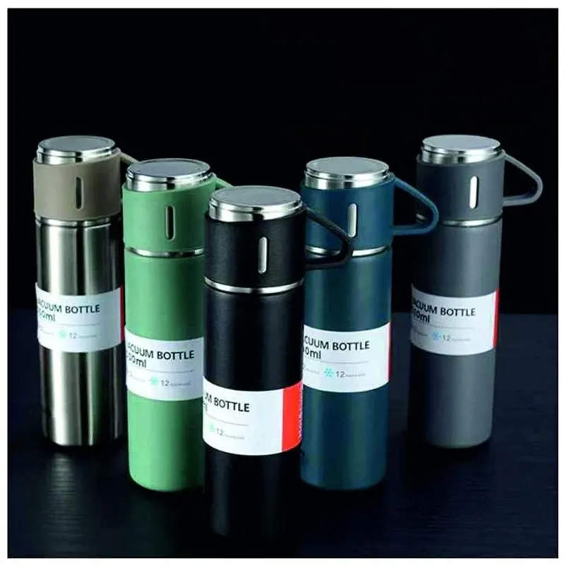 Vacuum Flask Set – ৩ কাপসহ স্টেইনলেস স্টিল ফ্লাস্ক সেট